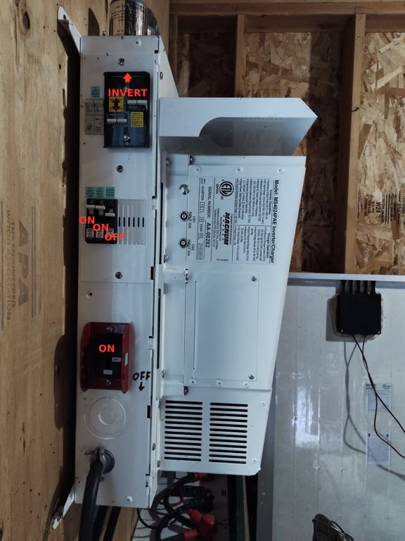 Pump House inverter breaker positions for normal operation.